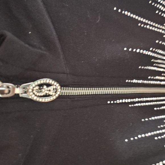 Christine Alexander Black Zip Up Jacket With Swarovski Crystals Sz XL - Picture 10 of 10